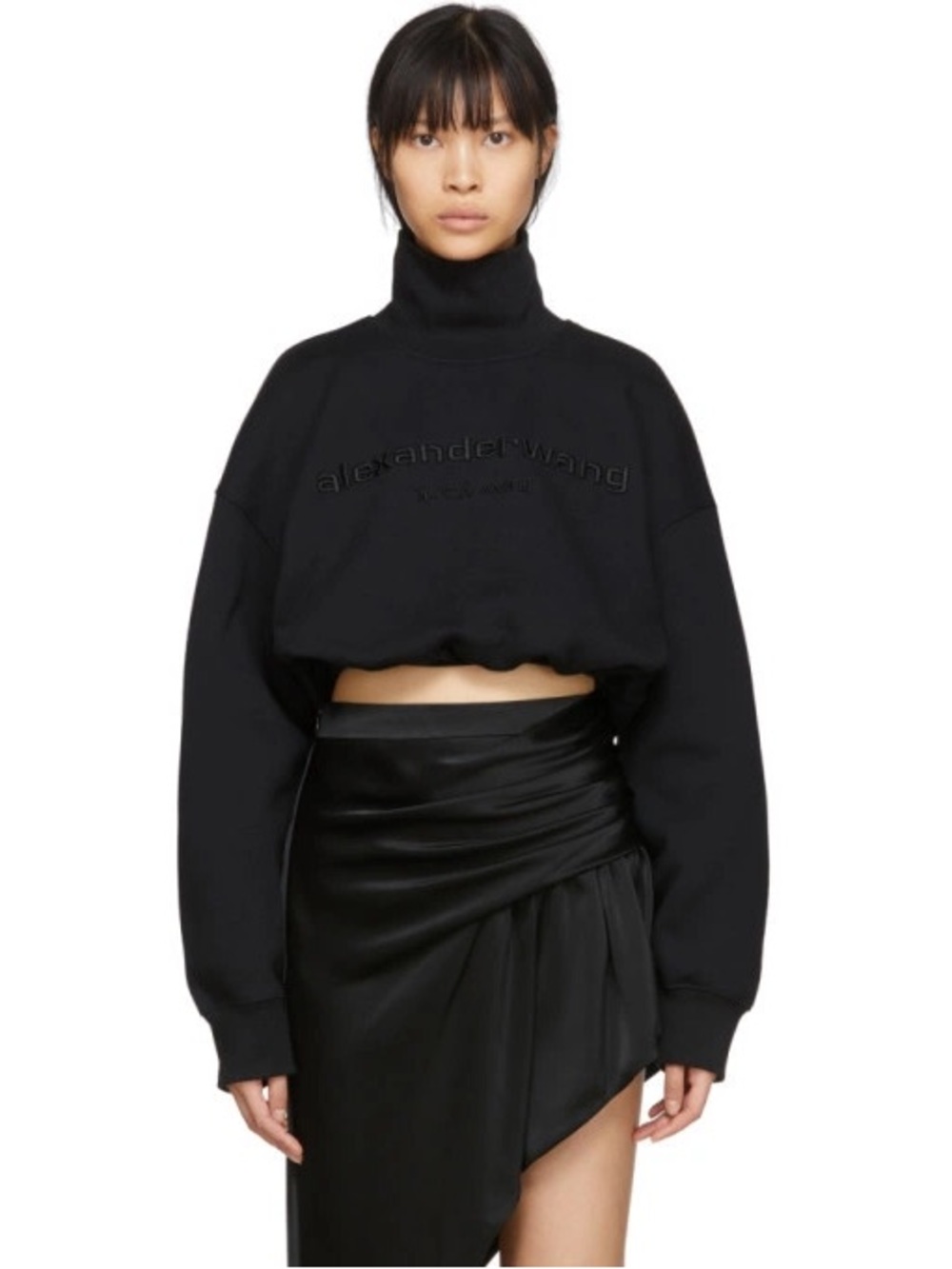 Alexander Wang Black Cropped Turtleneck Pullover - Picture 2 of 3